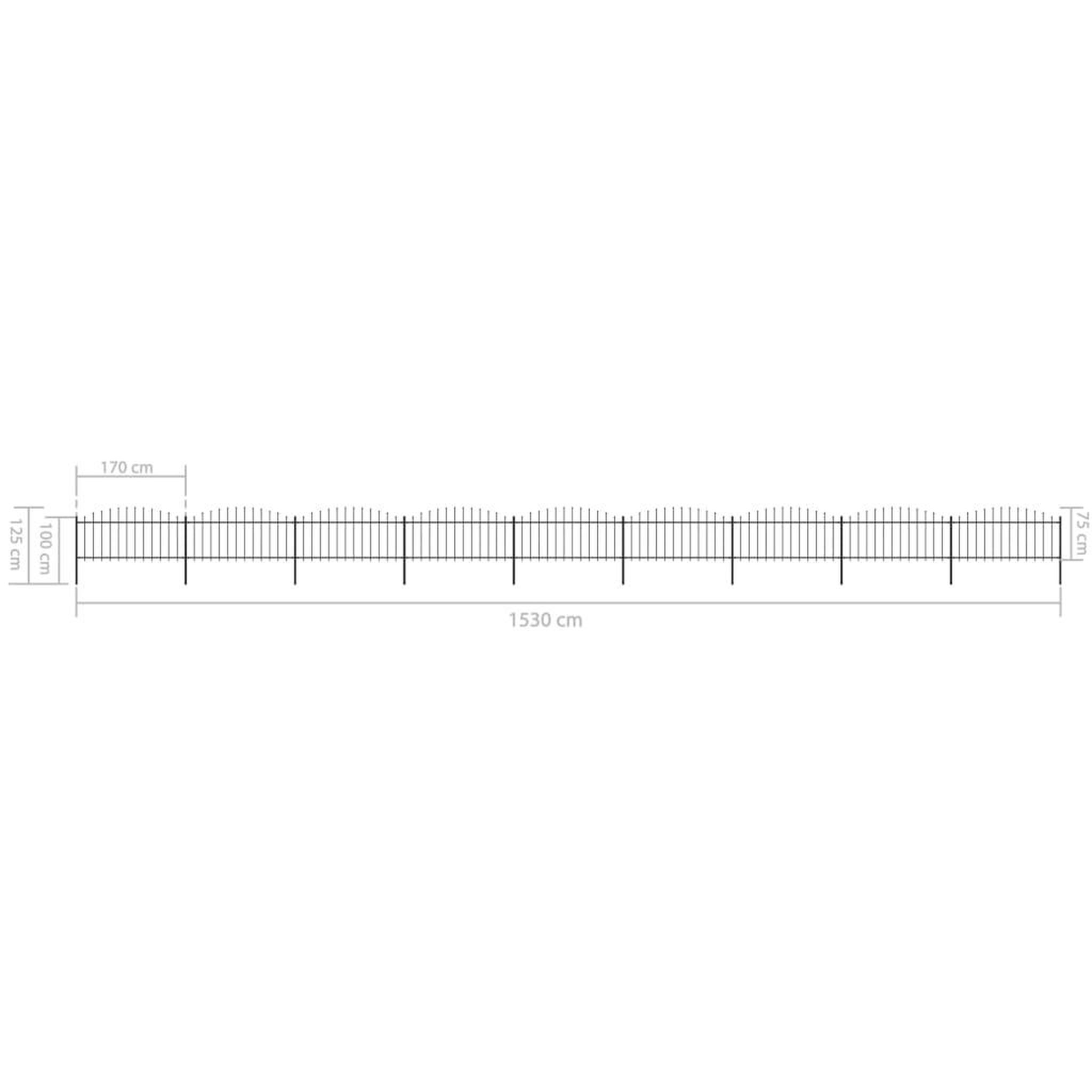Voir la diapositive 5 : VIDAXL Cloture de jardin a dessus en lance Acier (0,5-0,75)x15,3m Noir