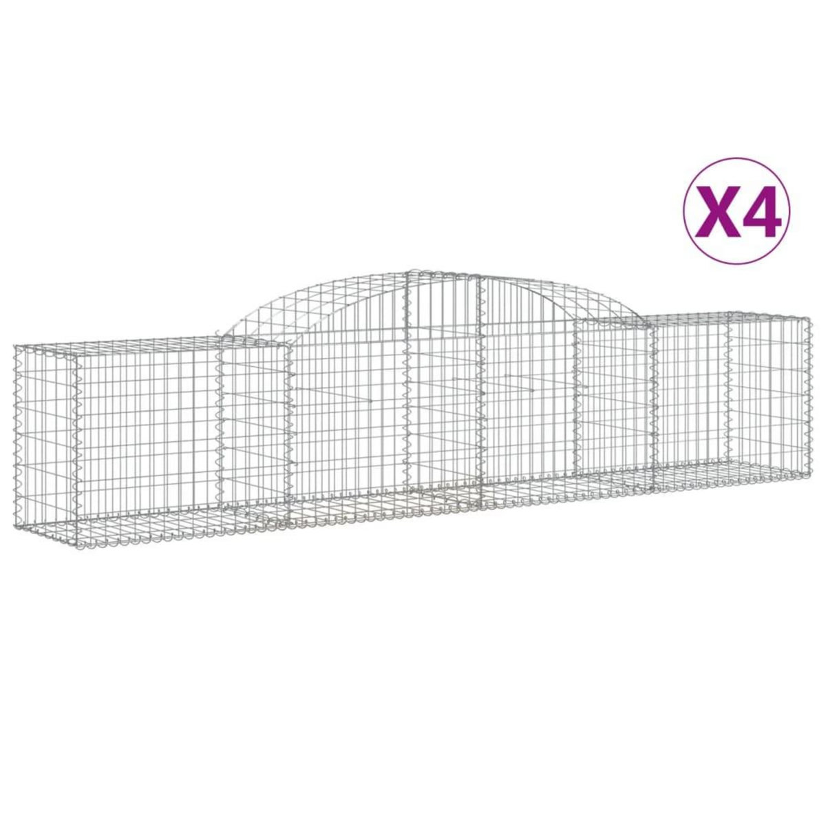 VIDAXL Paniers a gabions arques 4 pcs 300x50x60/80 cm fer galvanise
