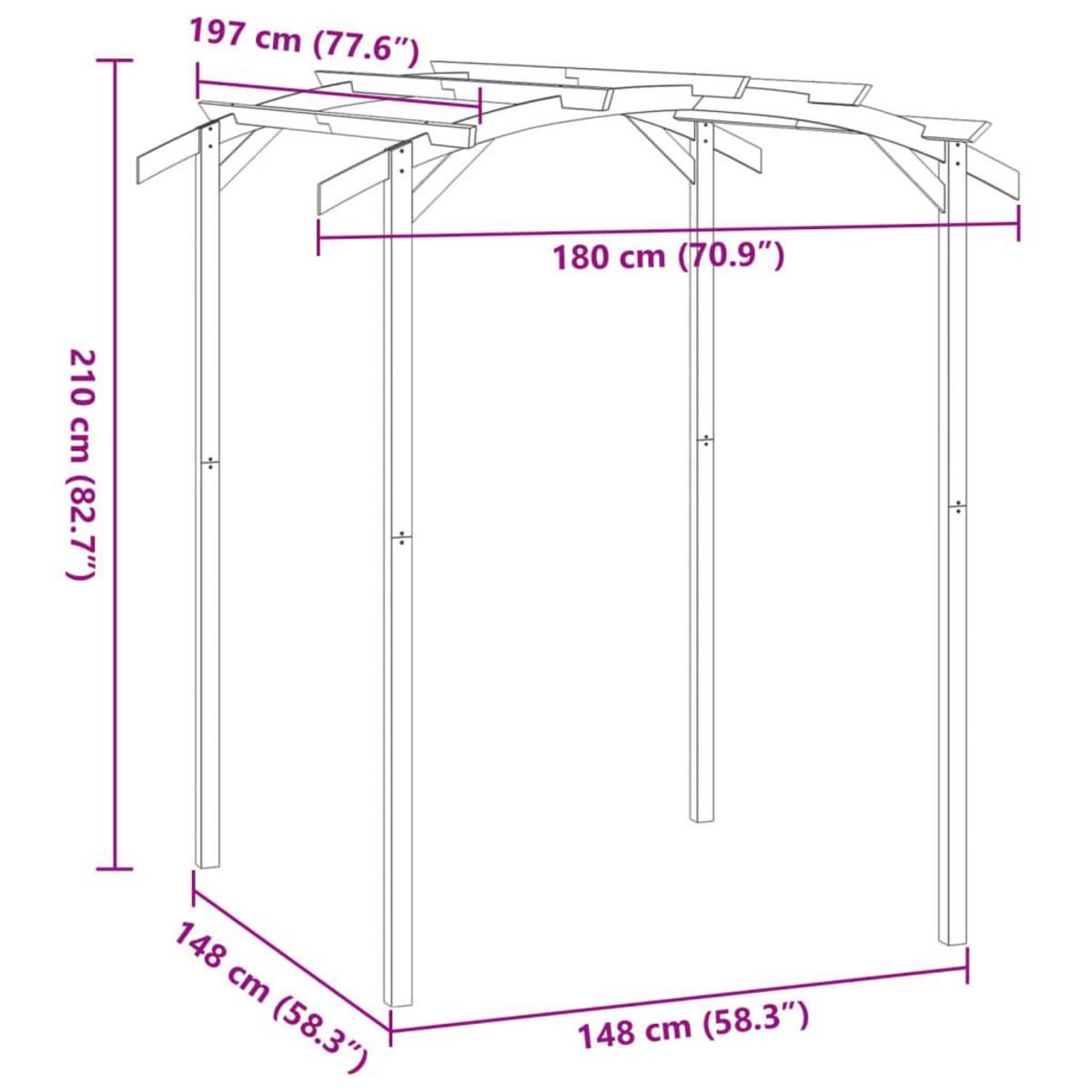 VIDAXL Pergola de jardin 180x197x210 cm Bois de pin impregne
