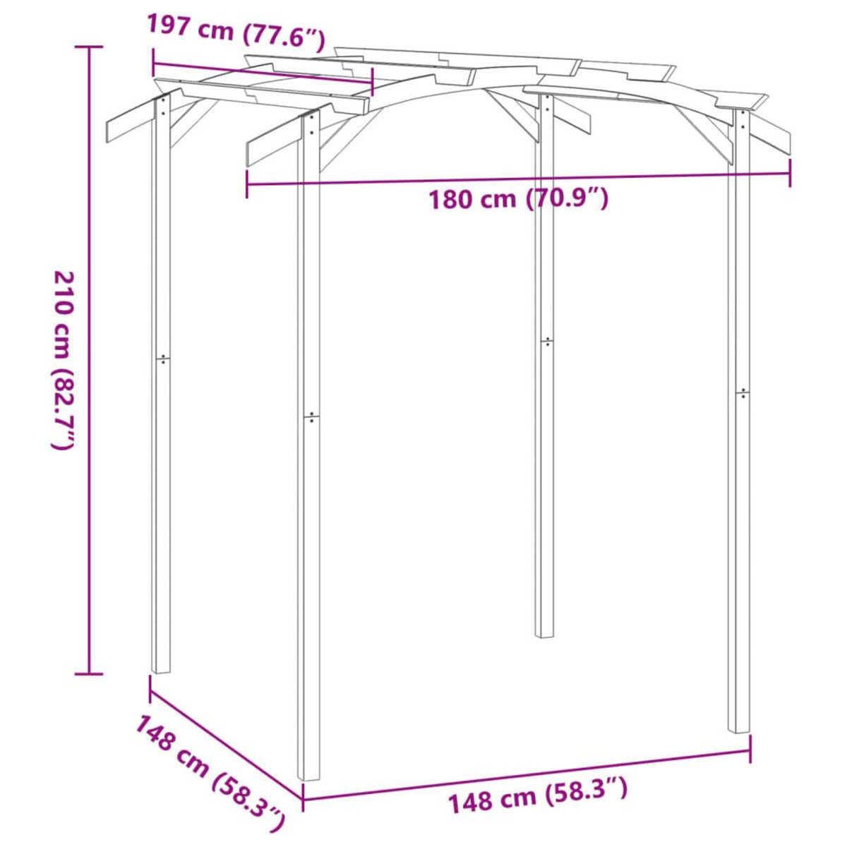 VIDAXL Pergola de jardin 180x197x210 cm Bois de pin impregne
