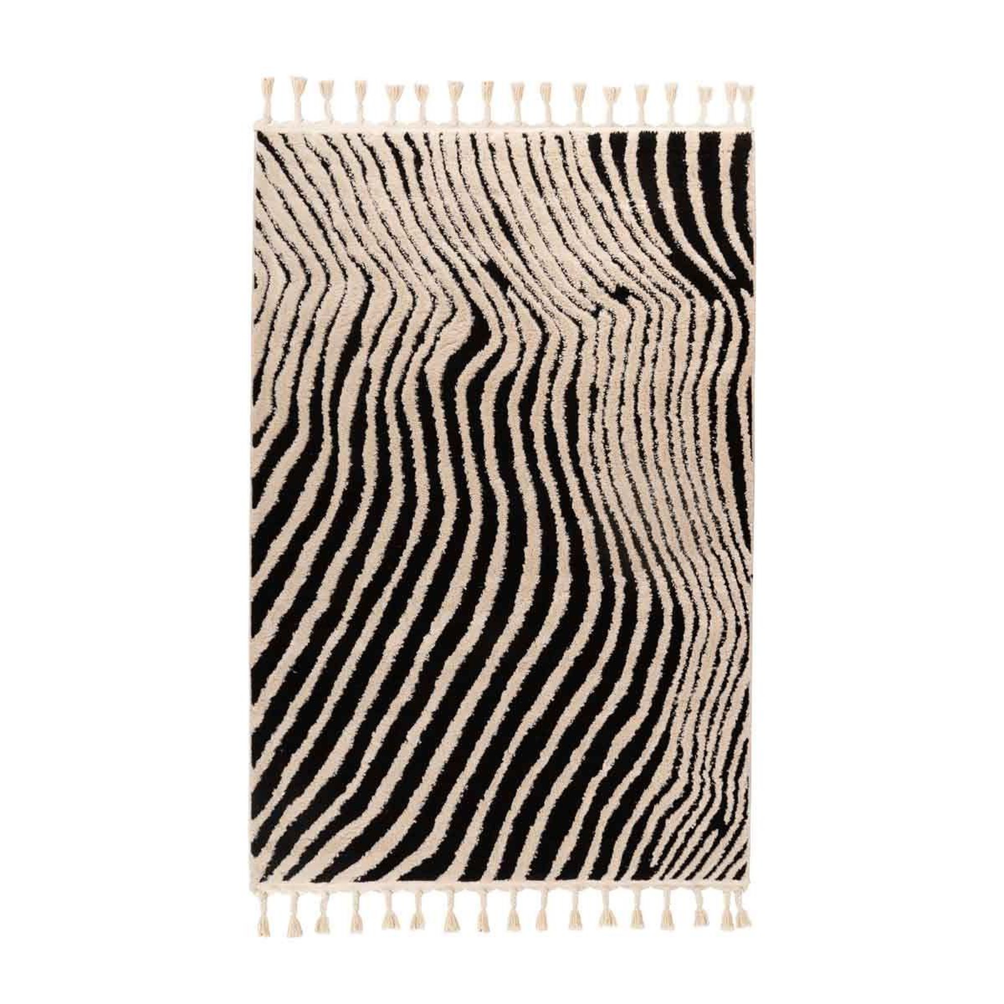 Voir la diapositive 1 : Paris Prix Tapis Tissé Ethnique avec Franges  Lovis VI  Noir