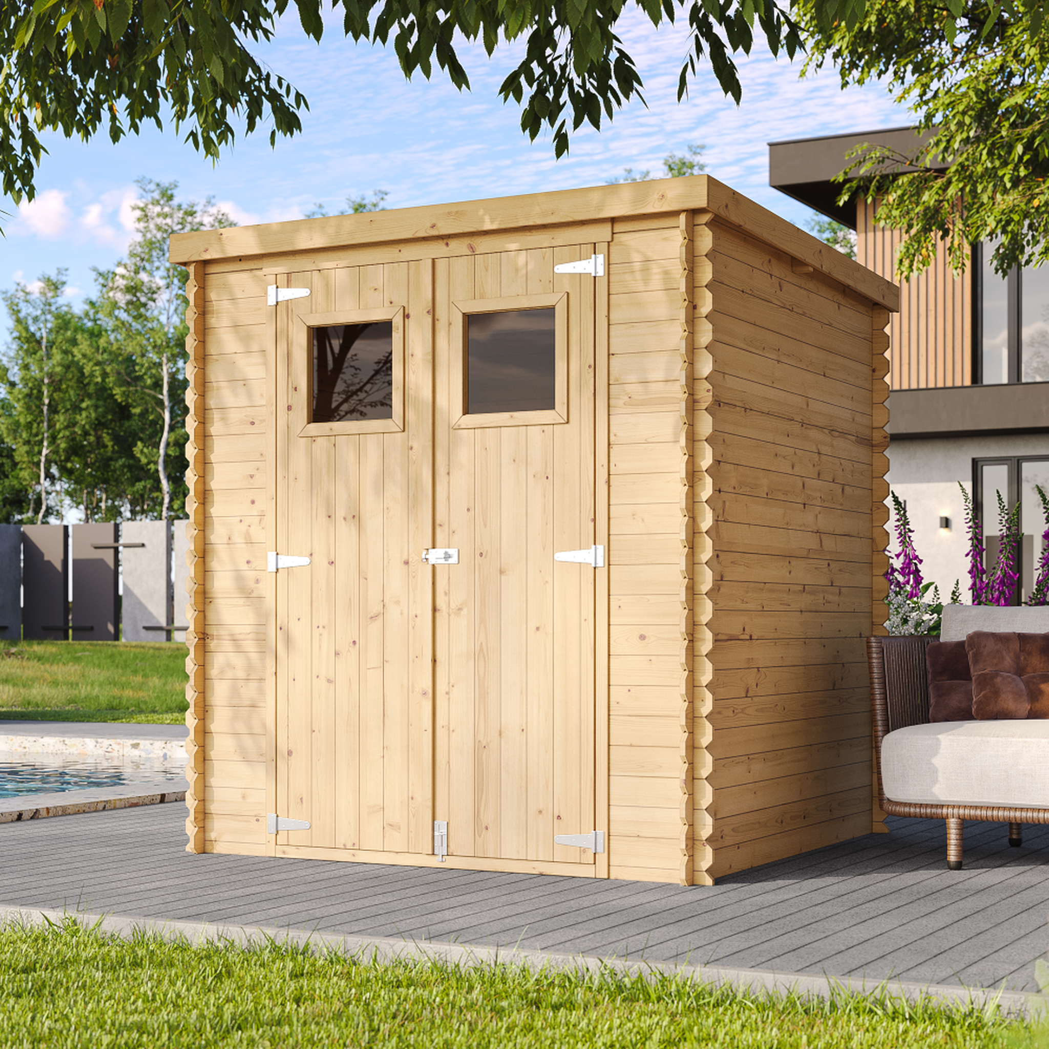 Voir la diapositive 4 : TIMBELA Abri de Jardin en Bois 3,53m² Cabanon Jardin Exterieur à Outils, avec sol imprégné M309+M309G