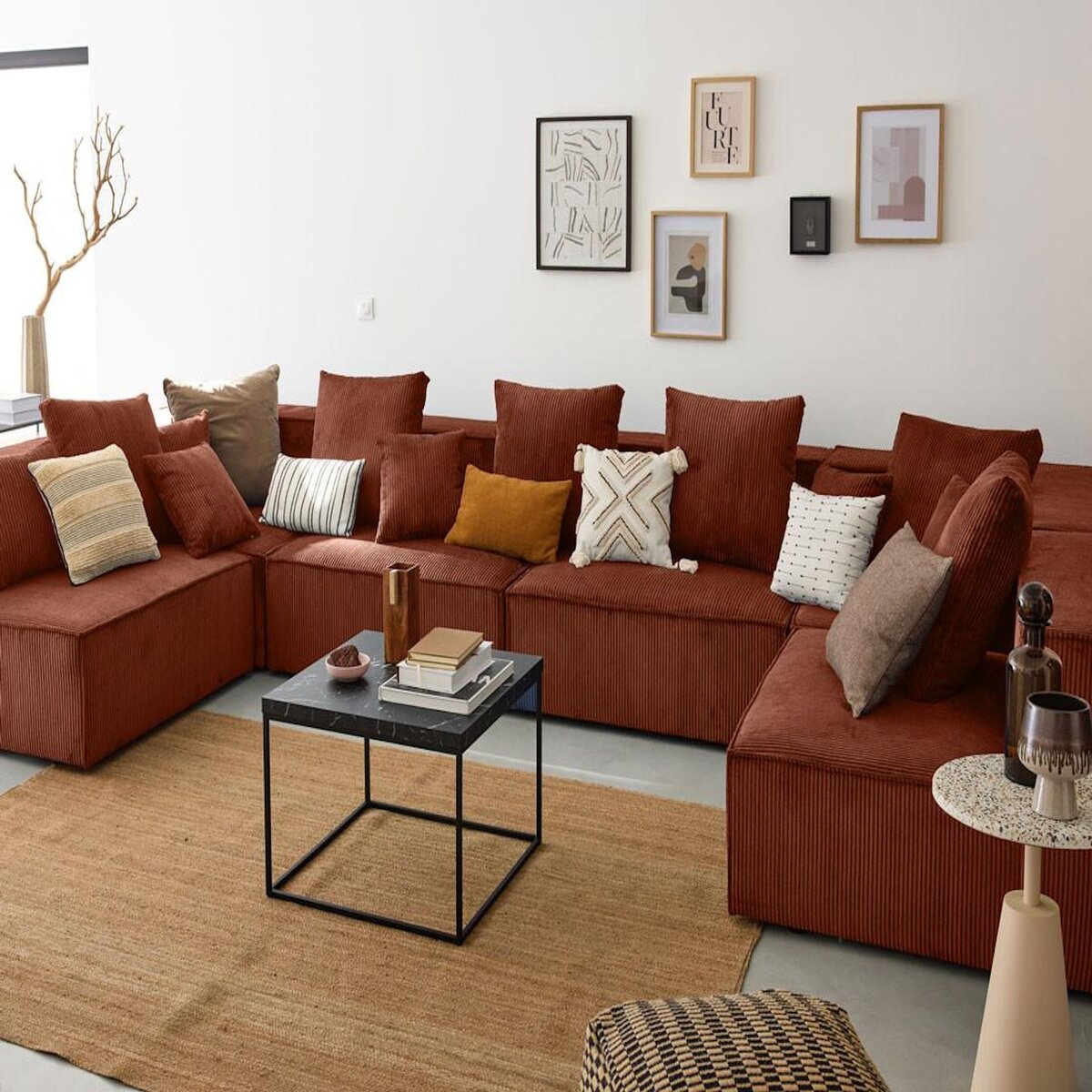 LISA DESIGN Colombine - canapé modulable panoramique - 7 places - en velours côtelé