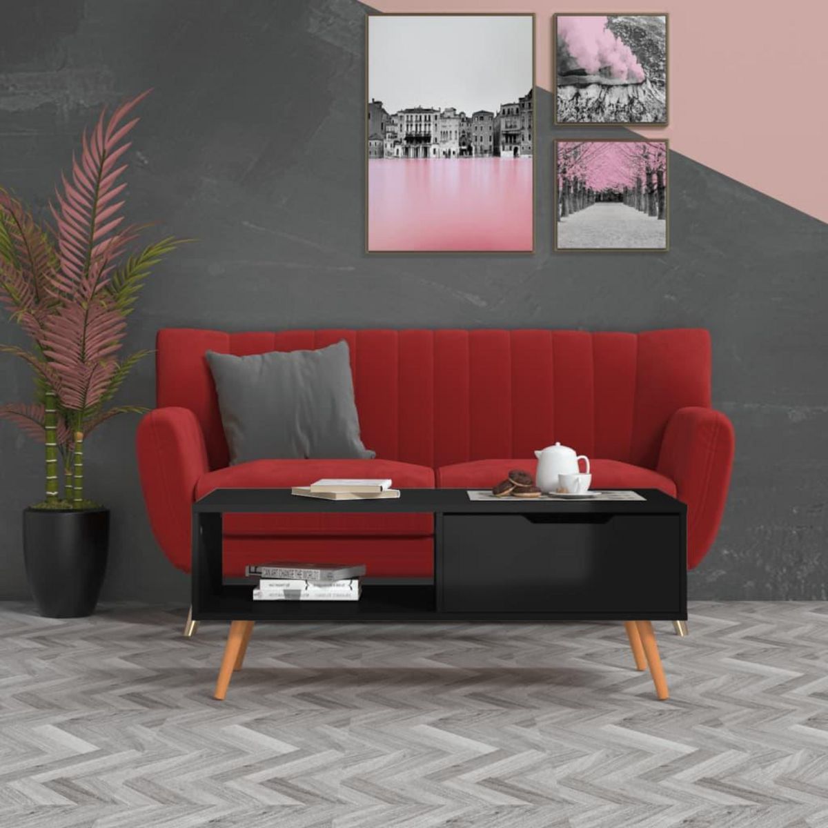 VIDAXL Table basse Noir brillant 100x49,5x43 cm Bois d'ingenierie