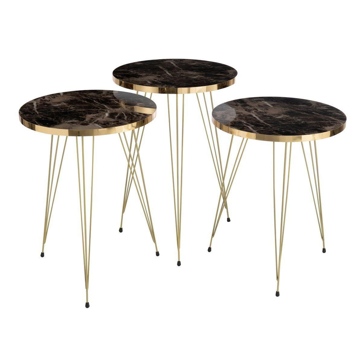 Paris Prix Lot de 3 Tables d'Appoint  Lottie  56cm Noir