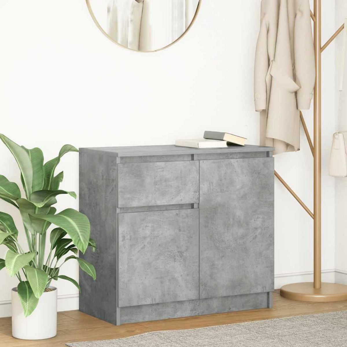 VIDAXL Buffet avec tiroir gris beton 71x35x65 cm bois d'ingenierie