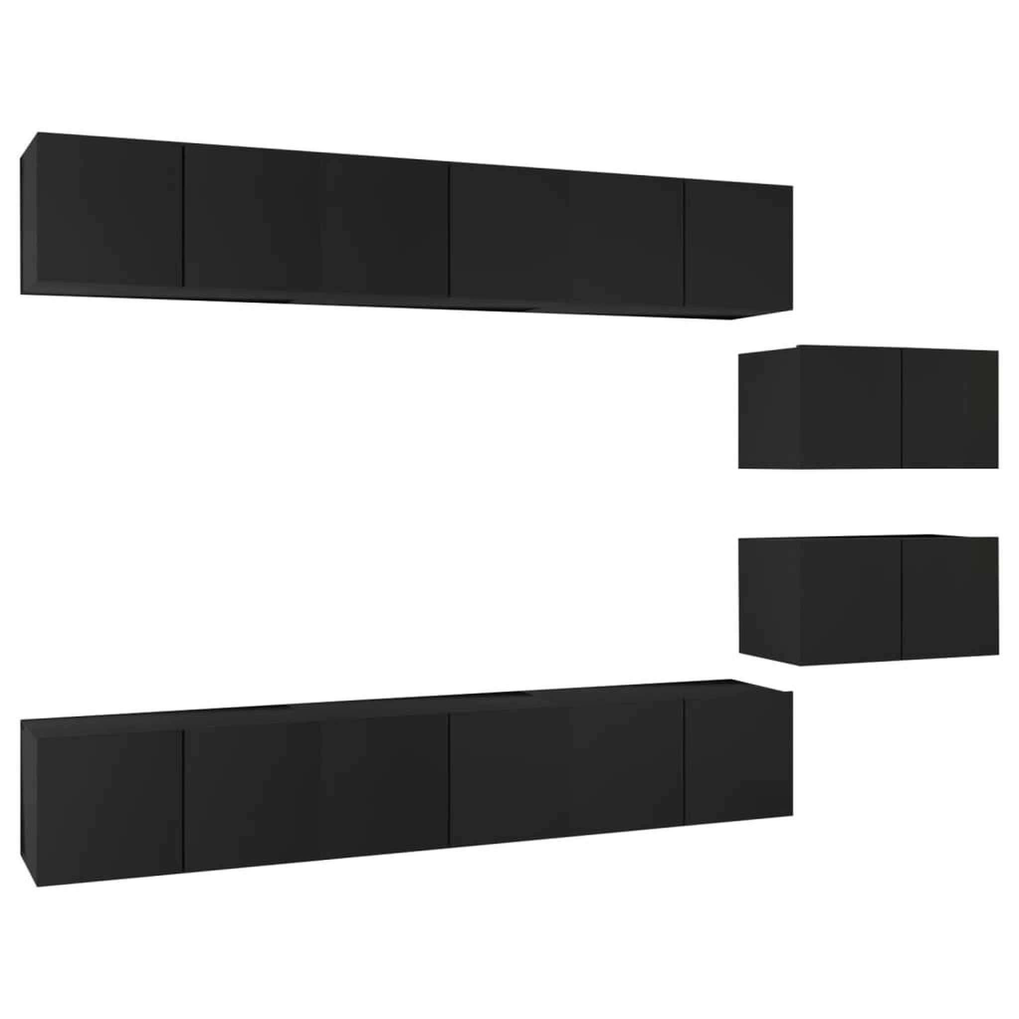 Voir la diapositive 2 : VIDAXL Meubles TV 8 pcs Noir Bois d'ingenierie