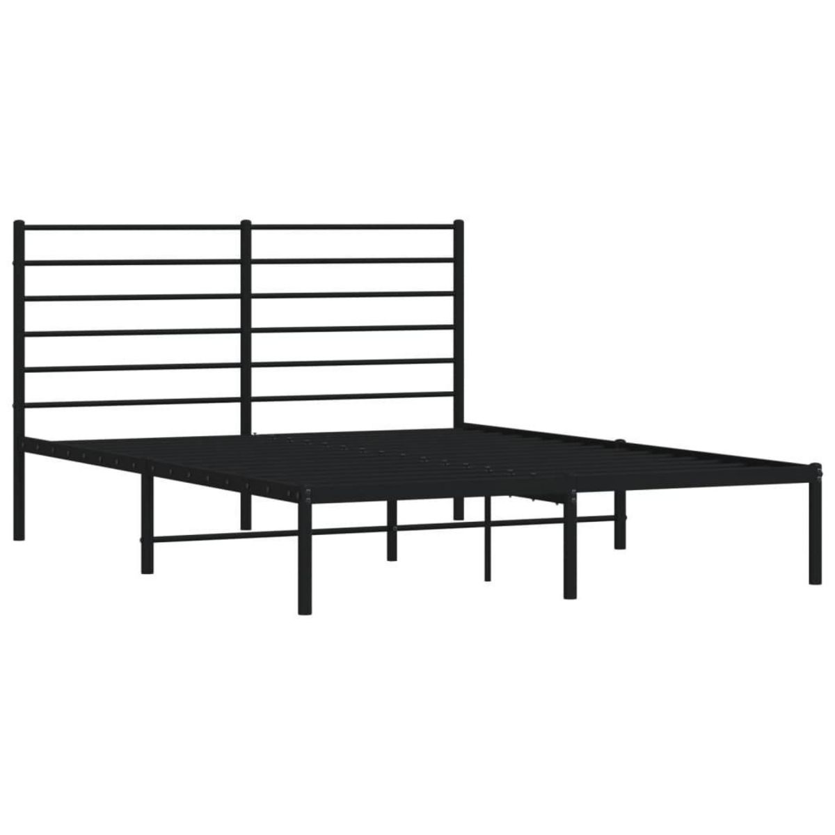 VIDAXL Cadre de lit metal sans matelas et tete de lit noir 160x200 cm