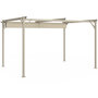 Voir la diapositive 4 : ID MARKET Pergola toit rétractable 4 pieds 3x4 M tonnelle structure beige et toile beige