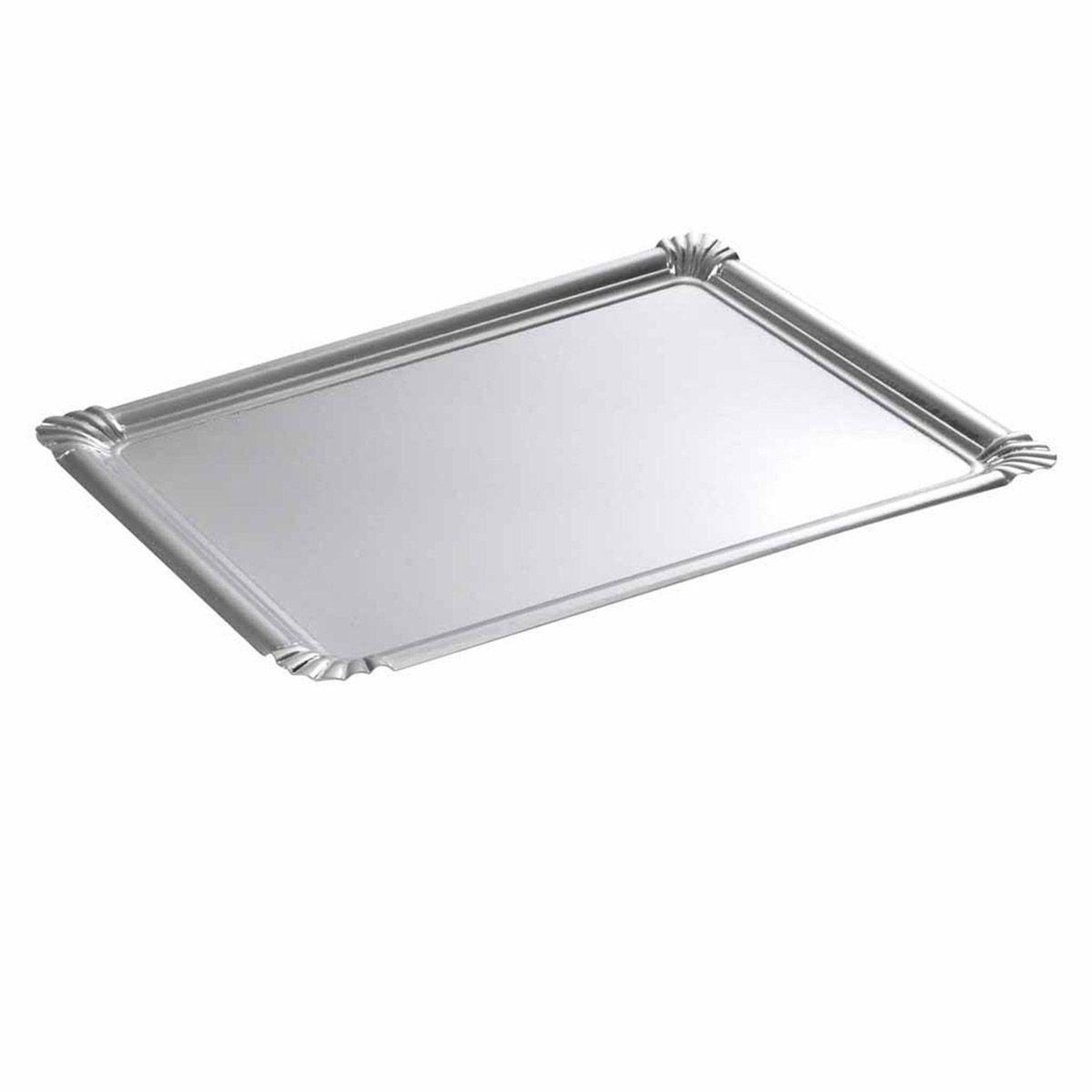 HOMEA Lot de 5 plateaux en carton  rectangle  23x33cm argent
