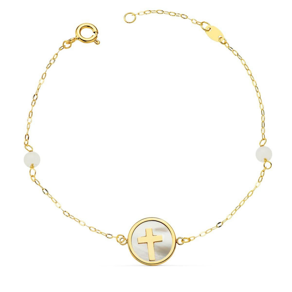 L'ATELIER D'AZUR Bracelet Or 18 Carats 750 Jaune Nacre - Croix