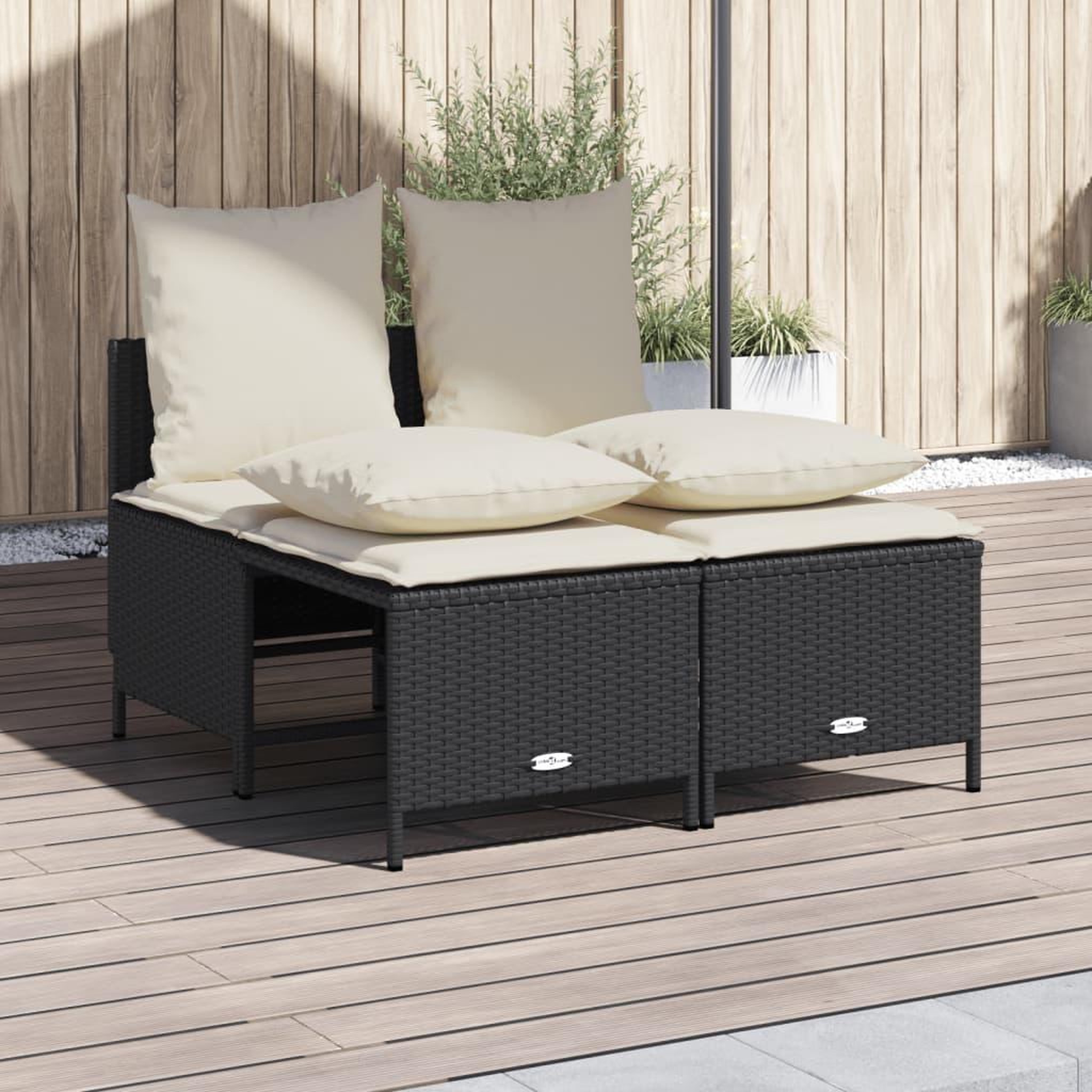 VIDAXL Salon de jardin 4 pcs avec coussins noir resine tressee