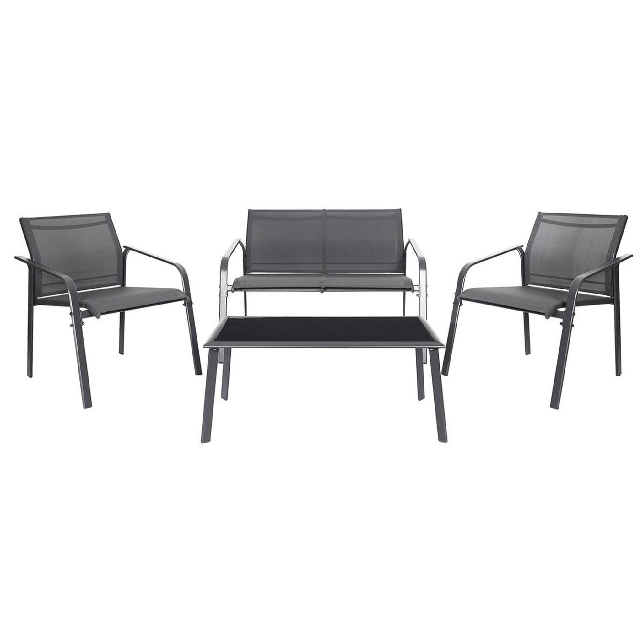 The Home Deco Factory Salon de jardin 4 places  naxos  113cm gris