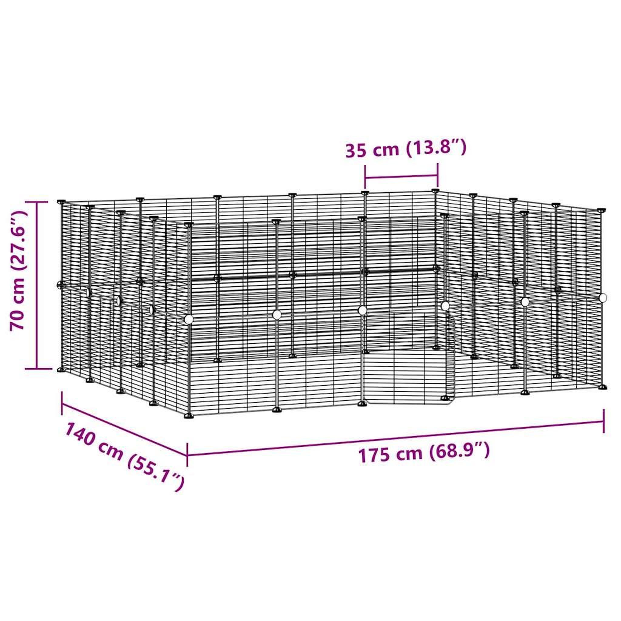 Voir la diapositive 4 : VIDAXL Cage animaux de compagnie a 36 panneaux et porte Noir 35x35 cm