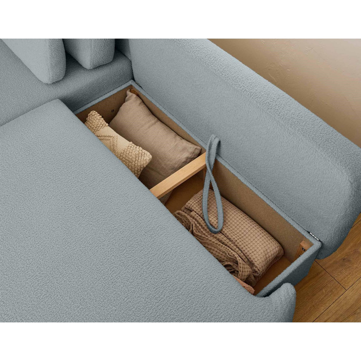 LISA DESIGN Mahina - canapé d'angle gauche - 4 places - convertible avec coffre - en tissu bouclette