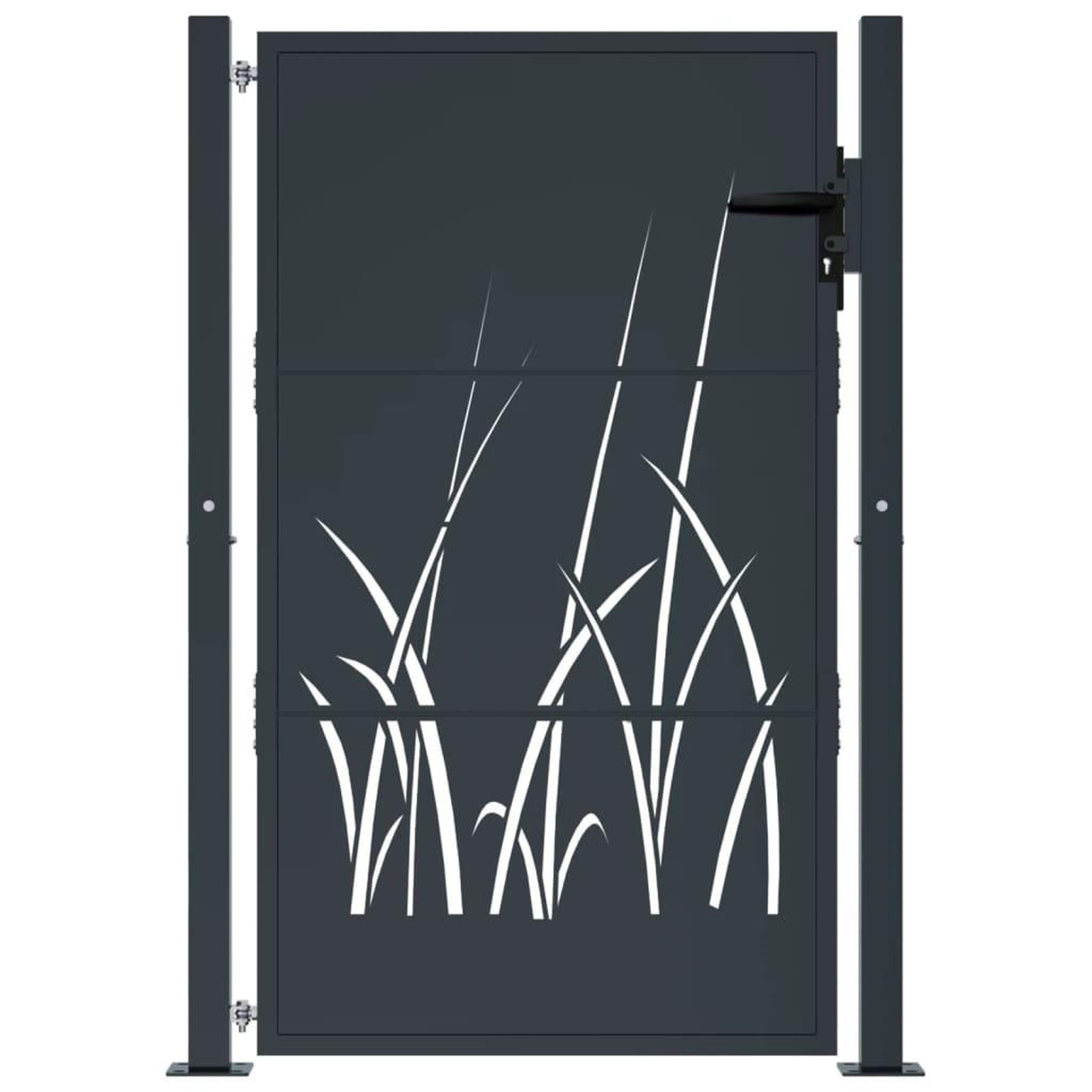 Voir la diapositive 3 : VIDAXL Portail de jardin anthracite 105x155cm acier conception d'herbe