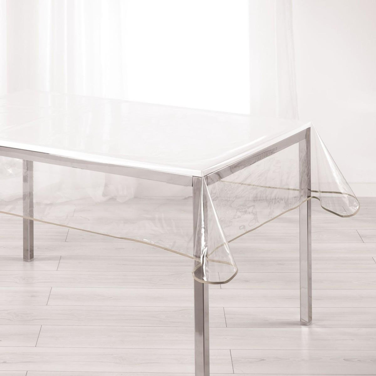 Paris Prix Nappe Cristal  Garden  140x240cm Transparent & Taupe