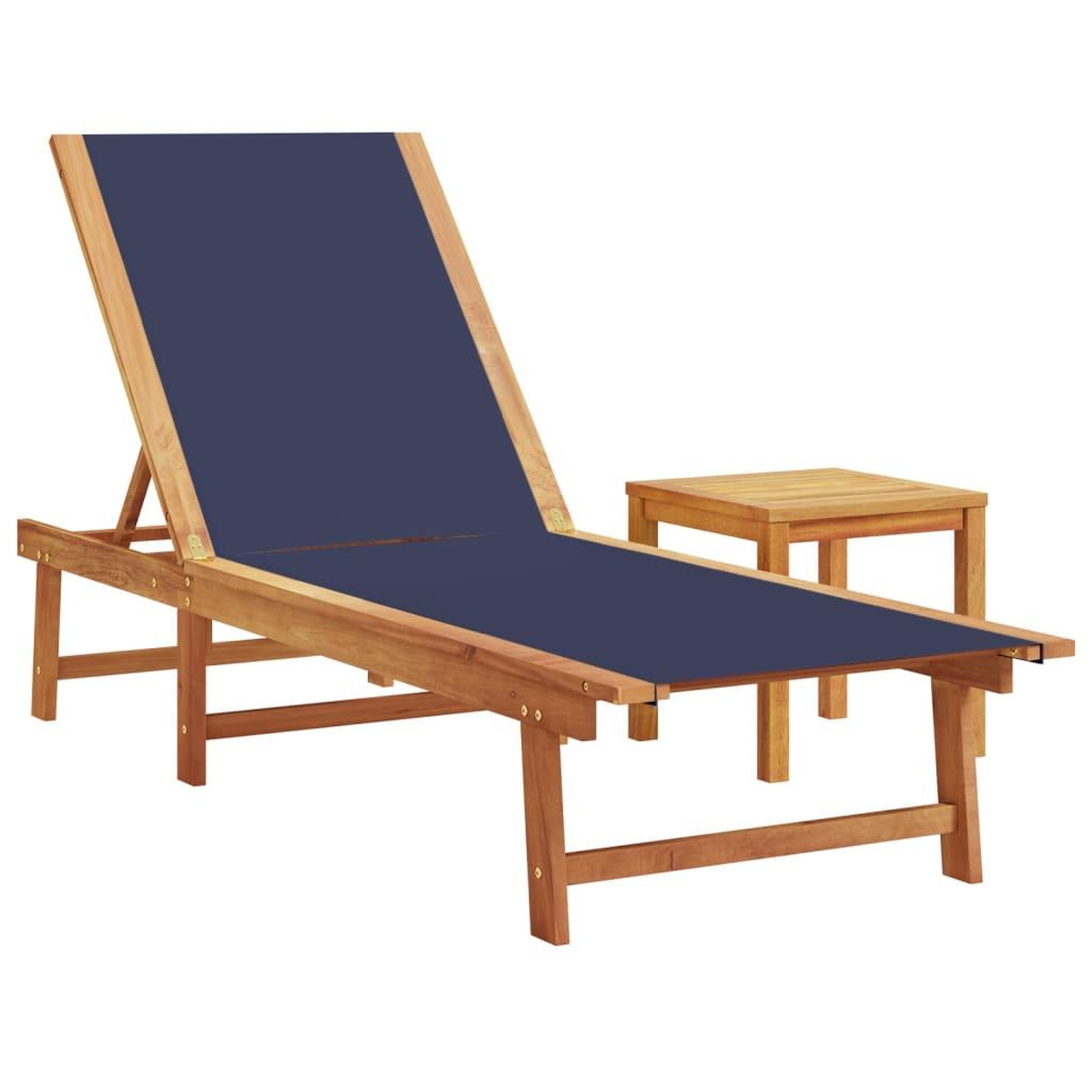 Voir la diapositive 2 : VIDAXL Chaise longue et table bleu bois d'acacia solide et textilene