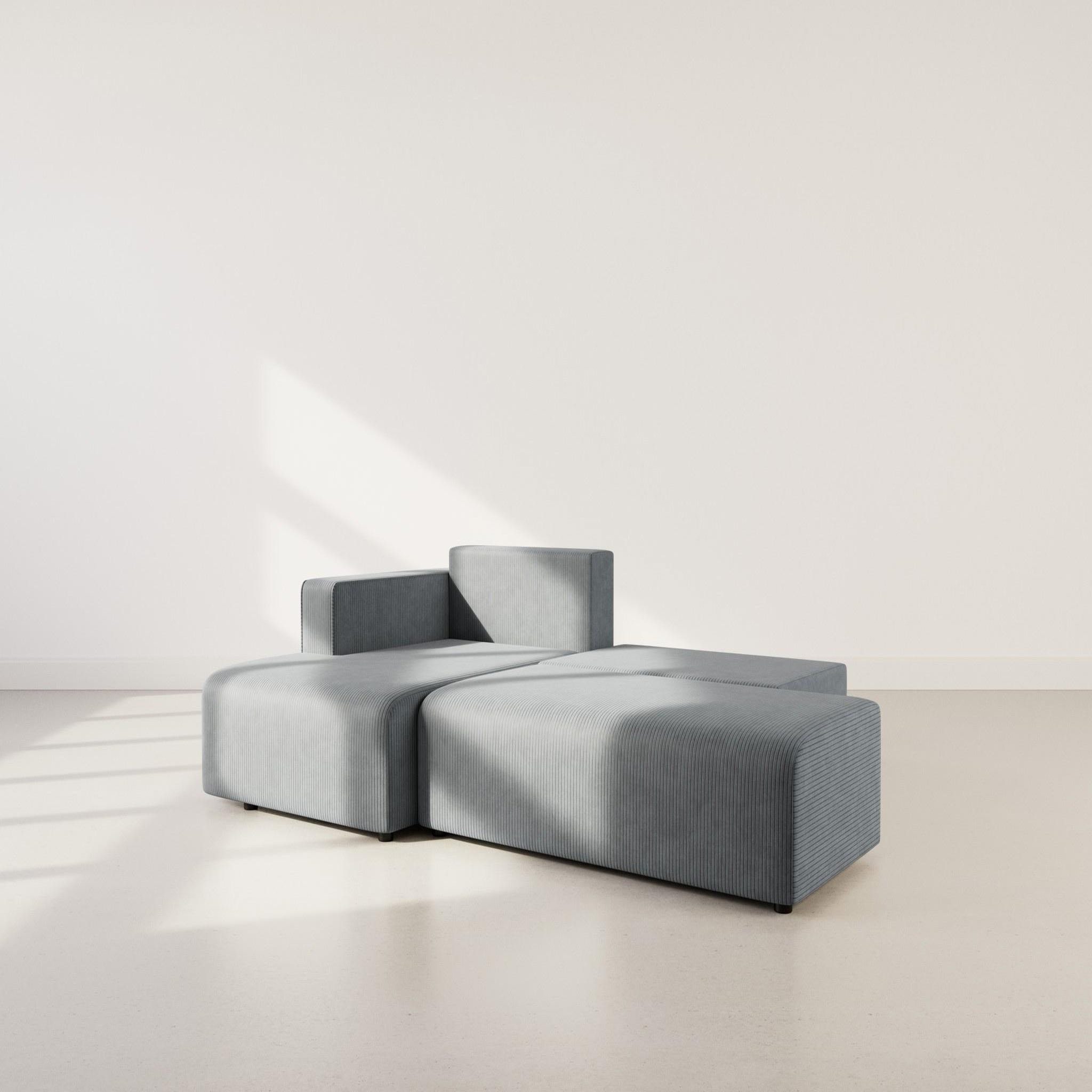 Voir la diapositive 2 : BEST MOBILIER Topaze - canapé d'angle gauche 4 places convertible avec coffre en velours côtelé
