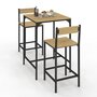 Voir la diapositive 1 : ID MARKET Ensemble table de bar carrée DETROIT 60 cm et 2 chaises de bar design industriel