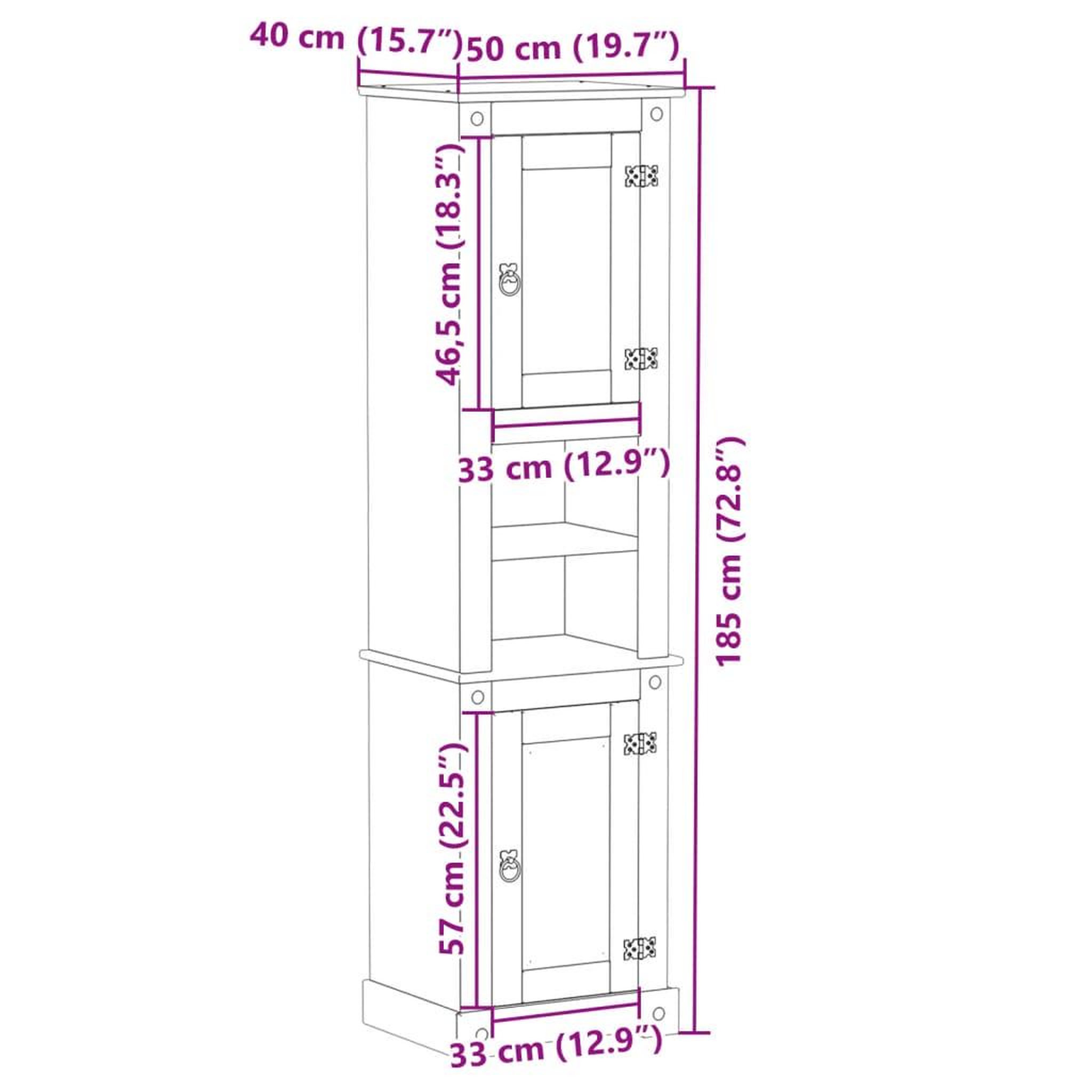 Voir la diapositive 6 : VIDAXL Armoire de salle de bain  50x40x185 cm bois de pin massif