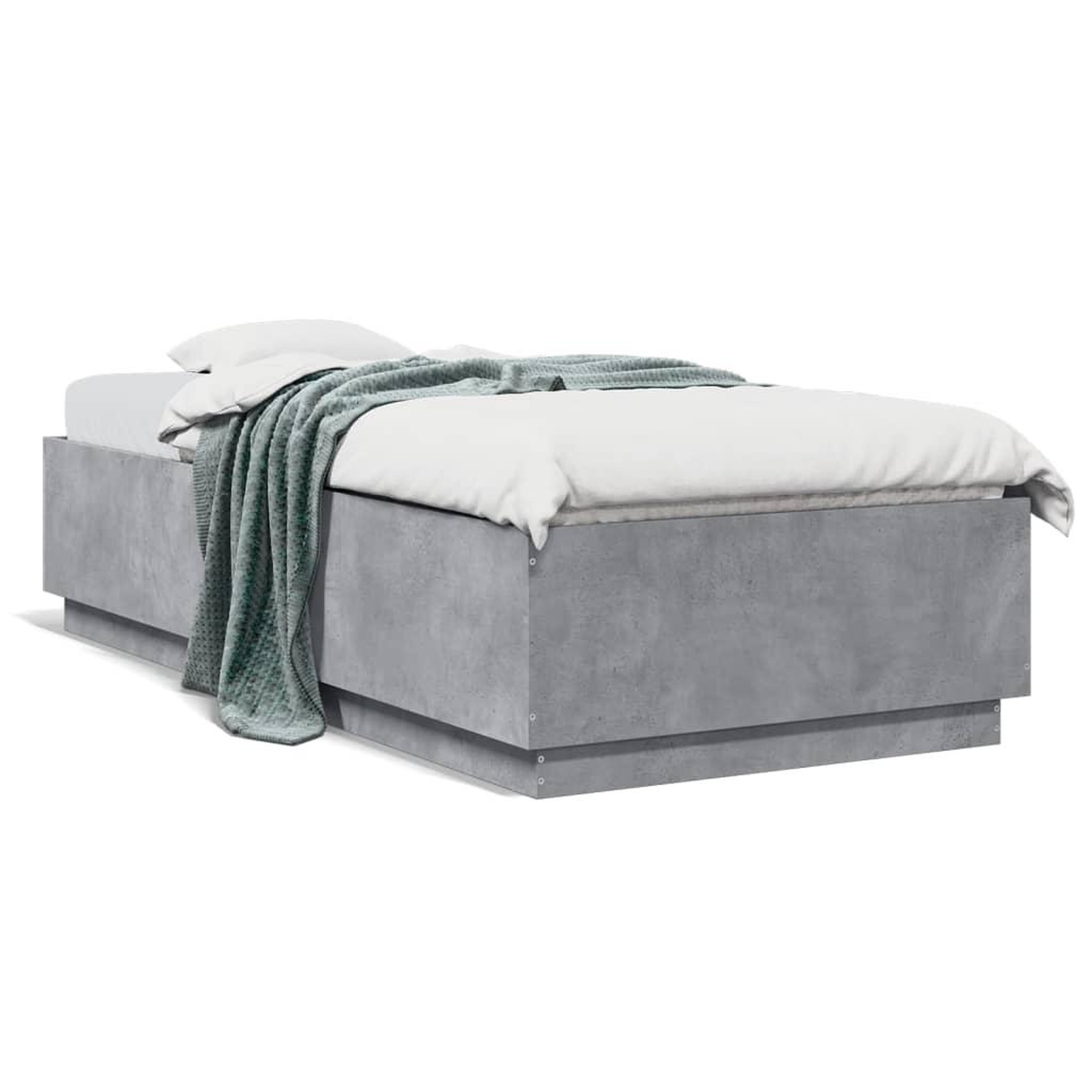 Voir la diapositive 5 : VIDAXL Cadre de lit avec LED sans matelas gris beton 90x200 cm
