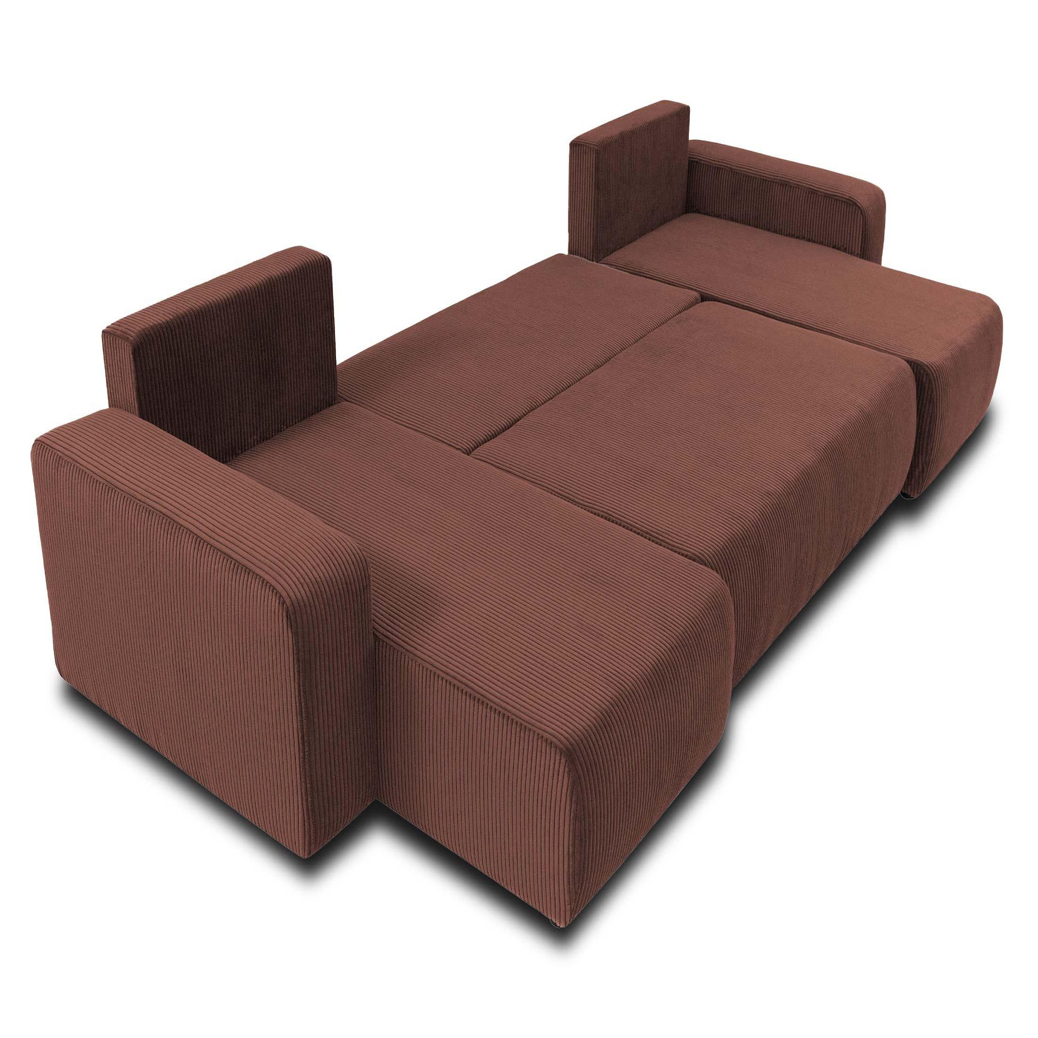 Voir la diapositive 3 : BEST MOBILIER Artemisa - canapé panoramique en u - 7 places - convertible avec coffre - en velours côtelé