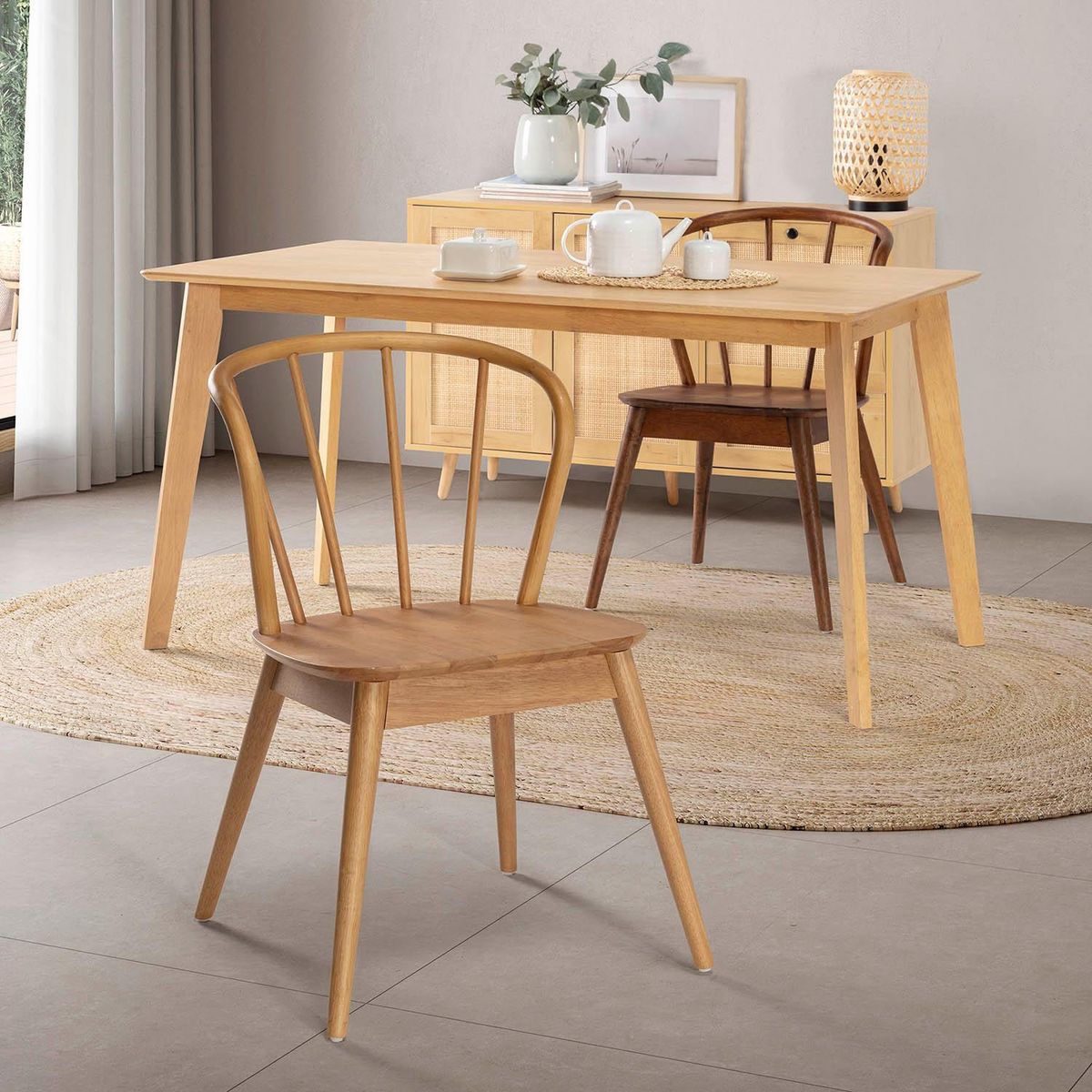 VS VENTA-STOCK Pack 2 chaises Brisa en bois coleur chêne