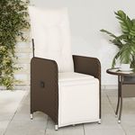 VIDAXL Chaises inclinables de jardin lot de 2 et coussins marron rotin