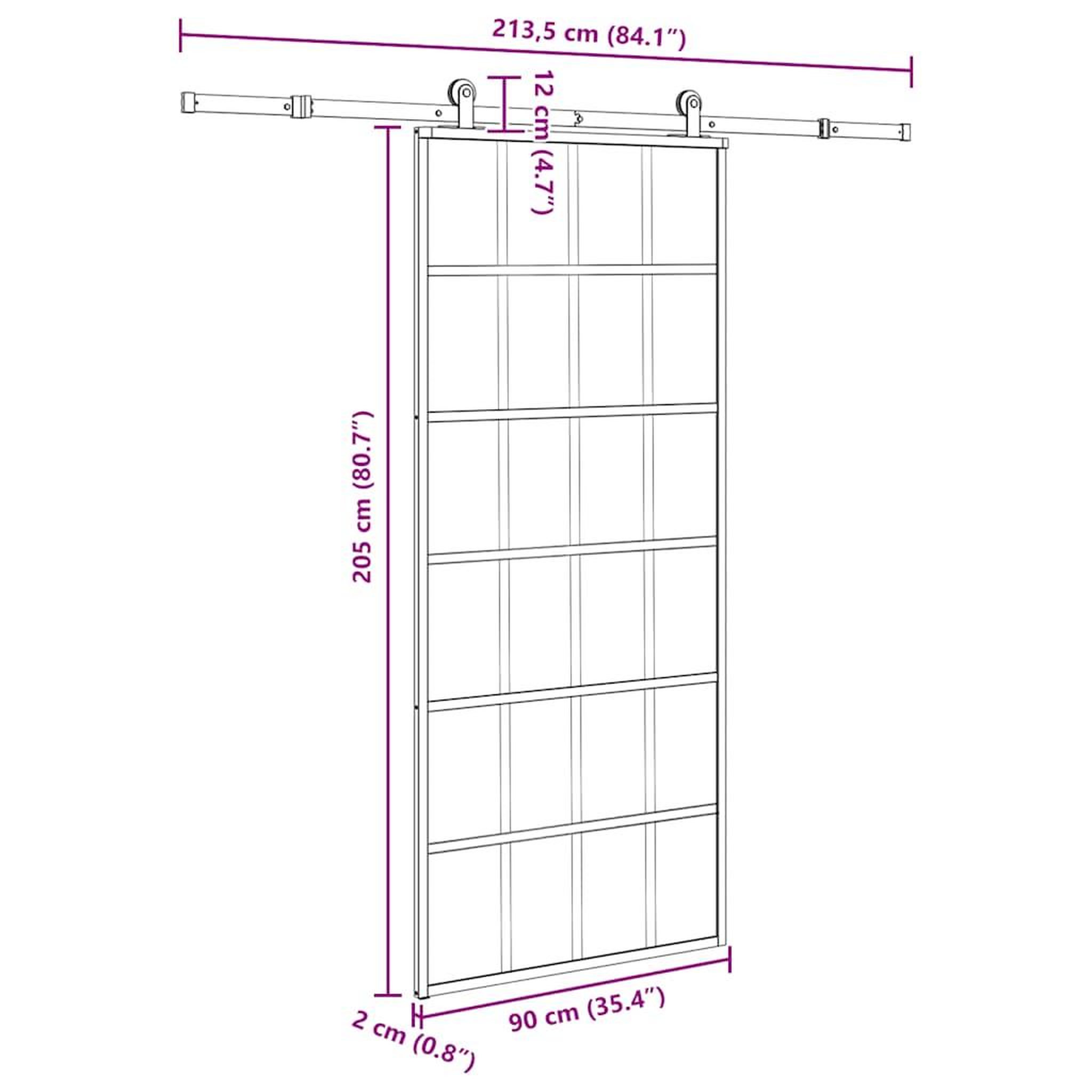 Voir la diapositive 6 : VIDAXL Porte coulissante avec kit de quincaillerie 90x205 cm Verre ESG