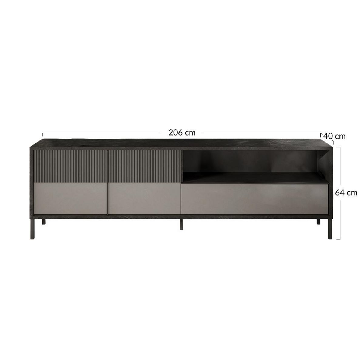 BEST MOBILIER Jules - meuble tv - 2 portes et 1 tiroir - 206 cm