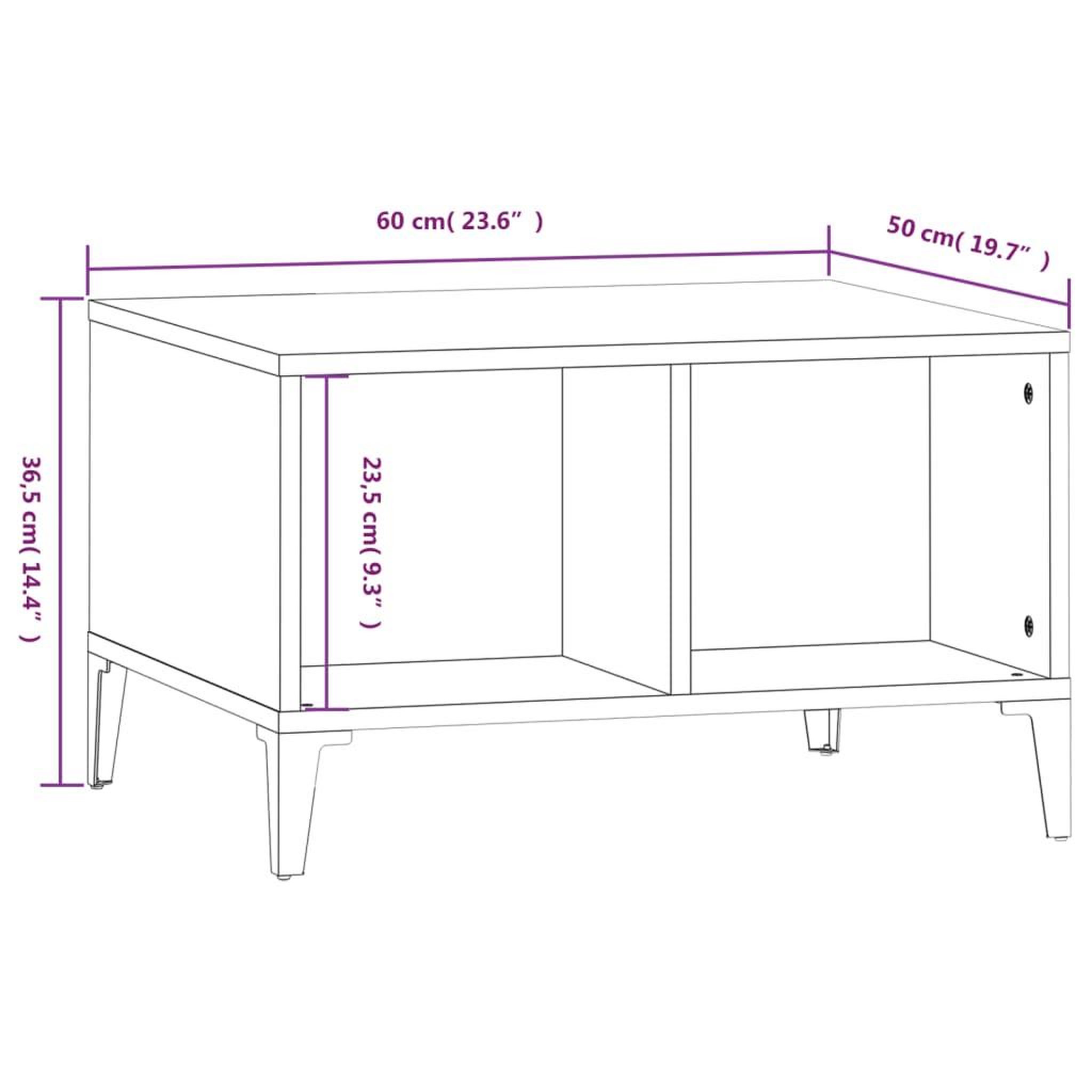 Voir la diapositive 6 : VIDAXL Table basse Chene sonoma 60x50x36,5 cm Bois d'ingenierie