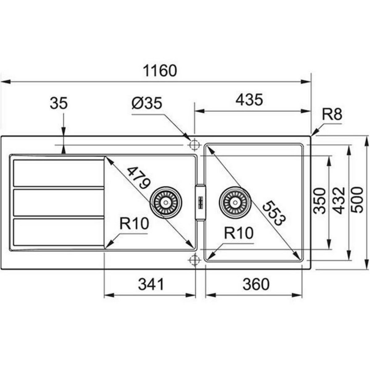 franke Evier à encastrer 80cm carbone - 915175
