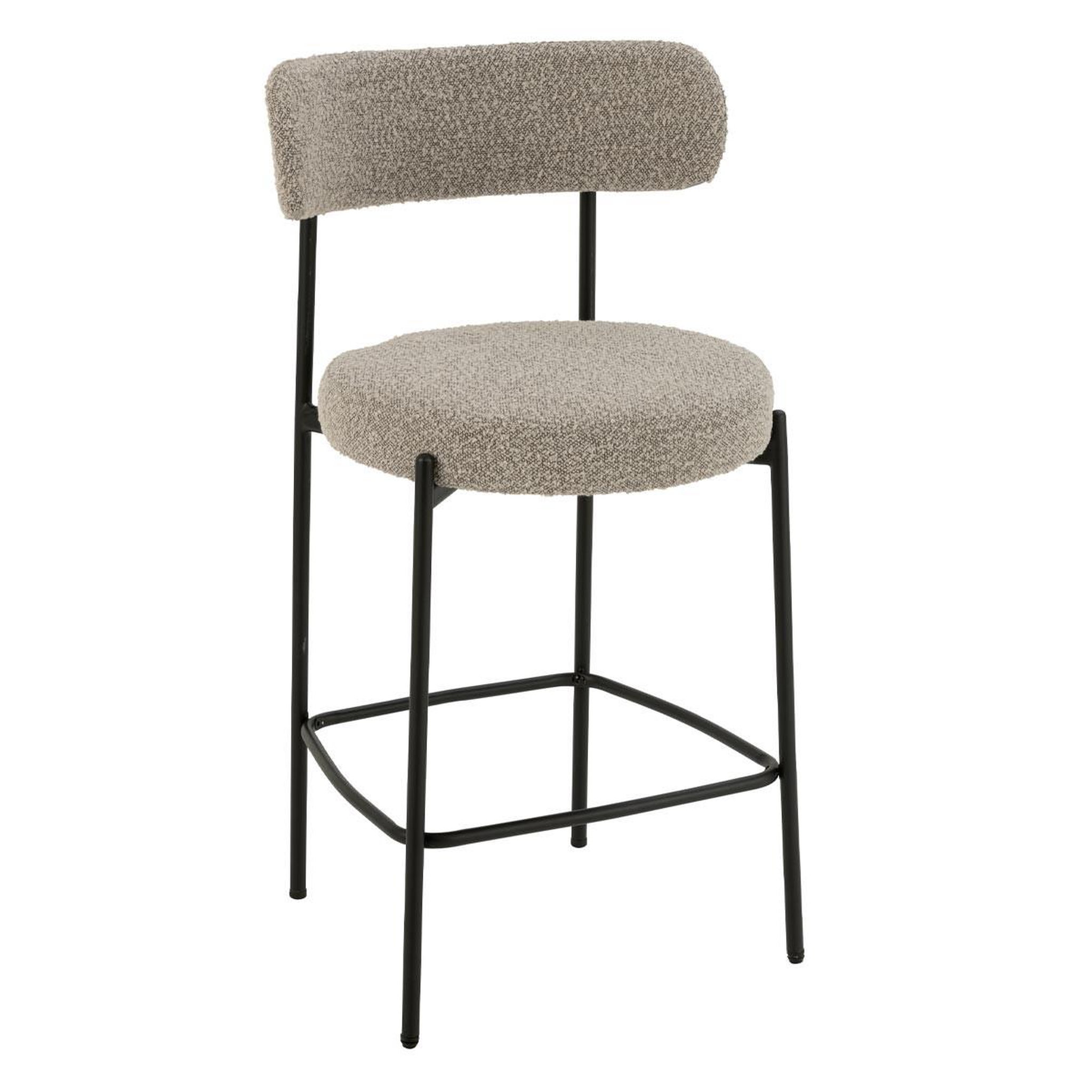 J-LINE Chaise de bar en tissu bouclé  aldo  97cm gris