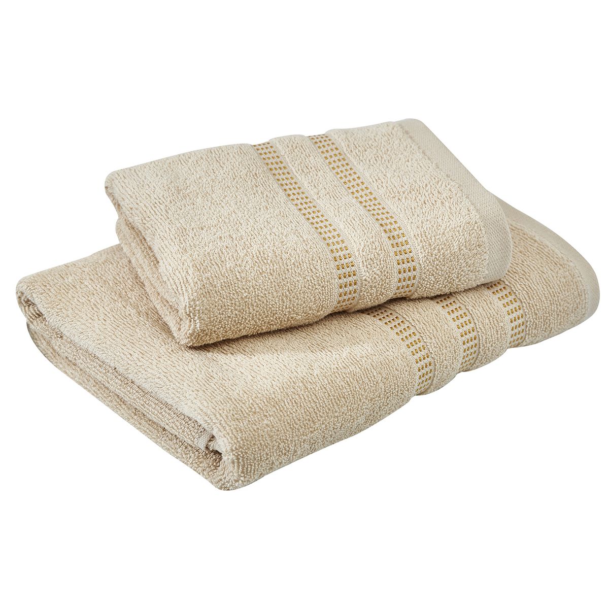 Coffret cadeau 2 serviettes en coton liteau doré 