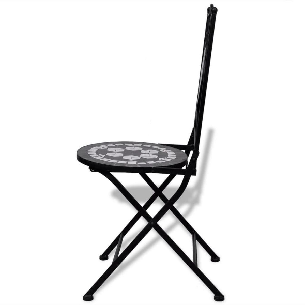 VIDAXL Chaises pliables de bistro lot de 2 Ceramique Noir et blanc