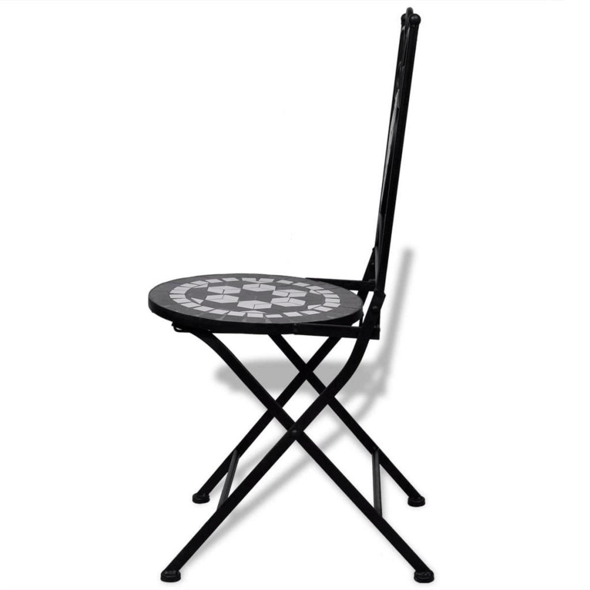 VIDAXL Chaises pliables de bistro lot de 2 Ceramique Noir et blanc
