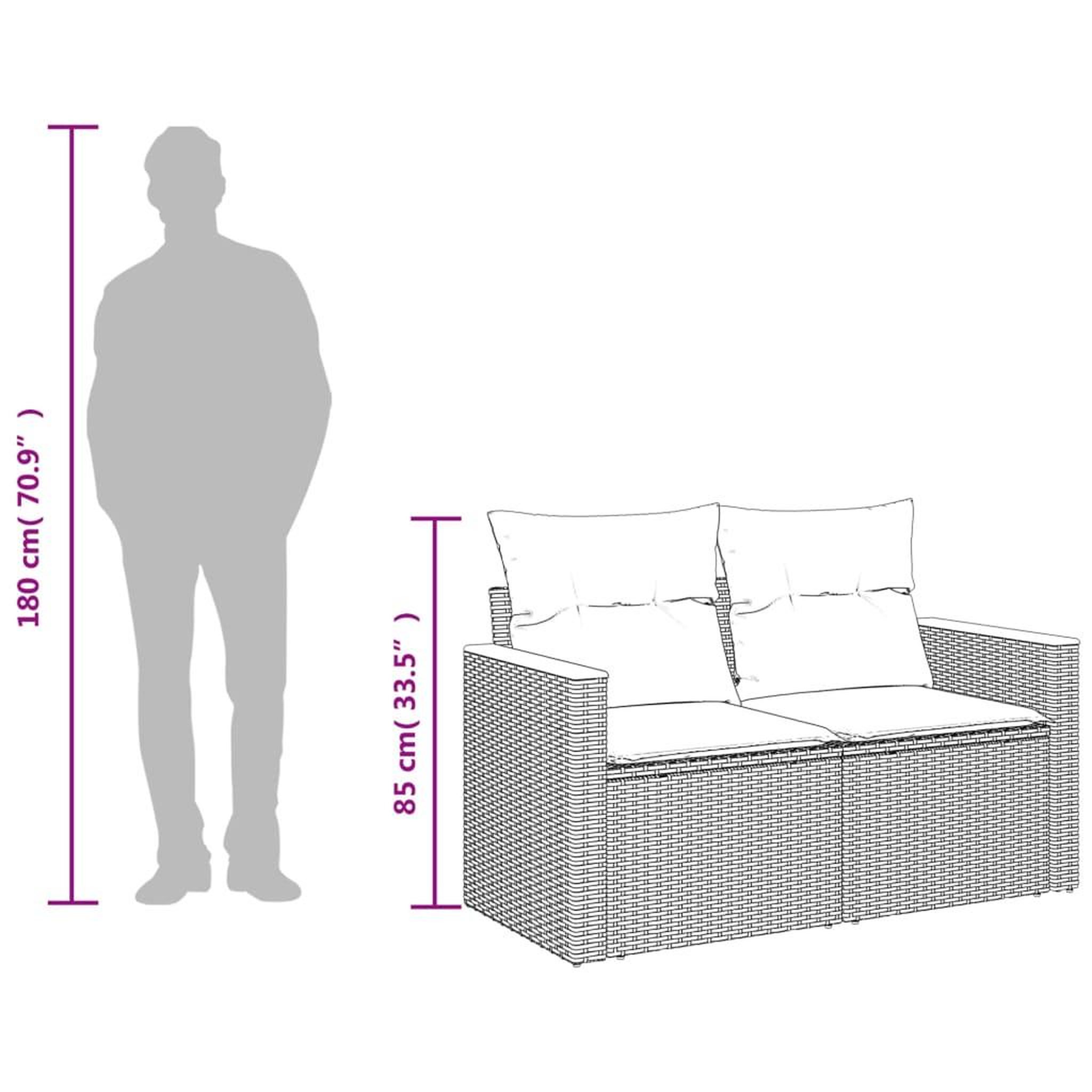 Voir la diapositive 6 : VIDAXL Canape de jardin avec coussins 2 places noir resine tressee