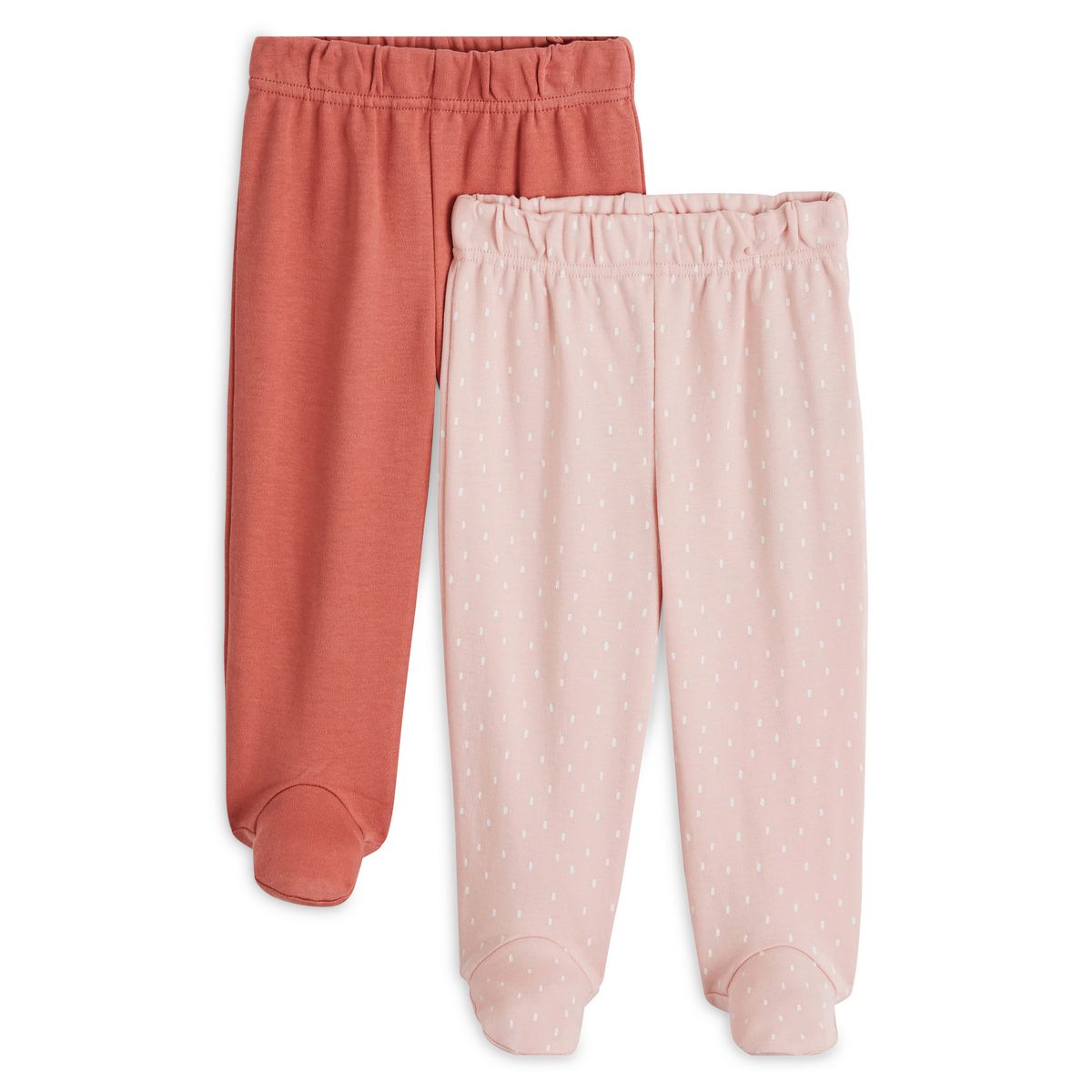 IN EXTENSO Lot de 2 pantalons de naissance à pieds bébé fille