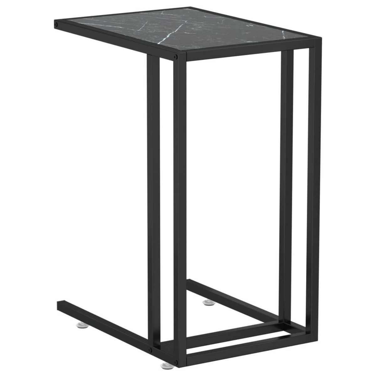 VIDAXL Table d'appoint ordinateur Marbre noir 50x35x65 cm Verre trempe