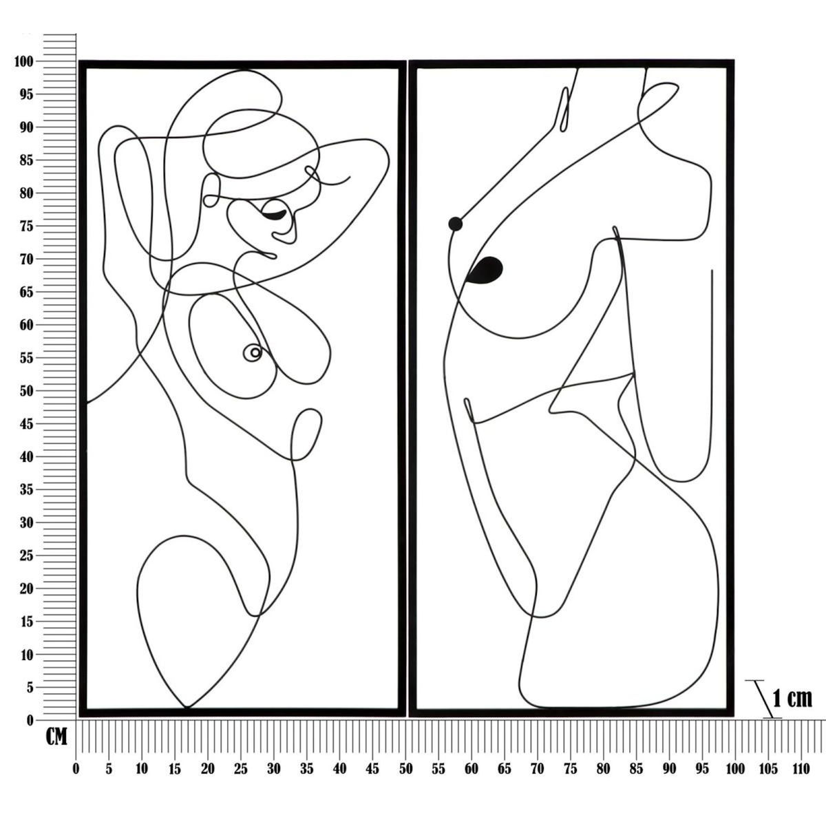Paris Prix Lot de 2 Décorations Murales en Métal  Body  100cm Noir