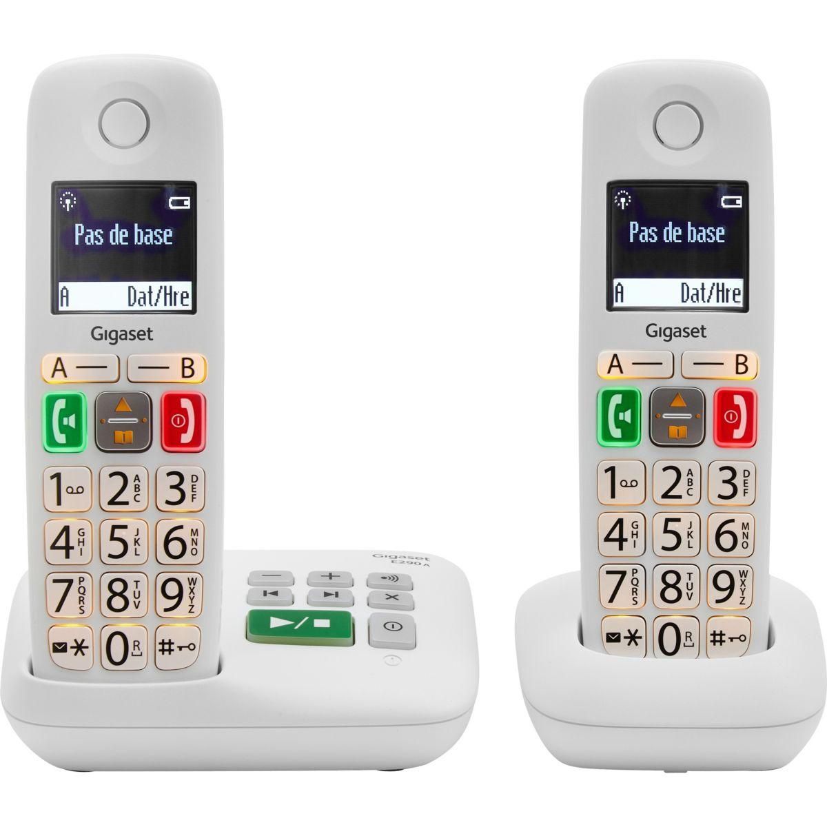GIGASET Téléphone sans fil duo dect blanc avec répondeur - e290aduo