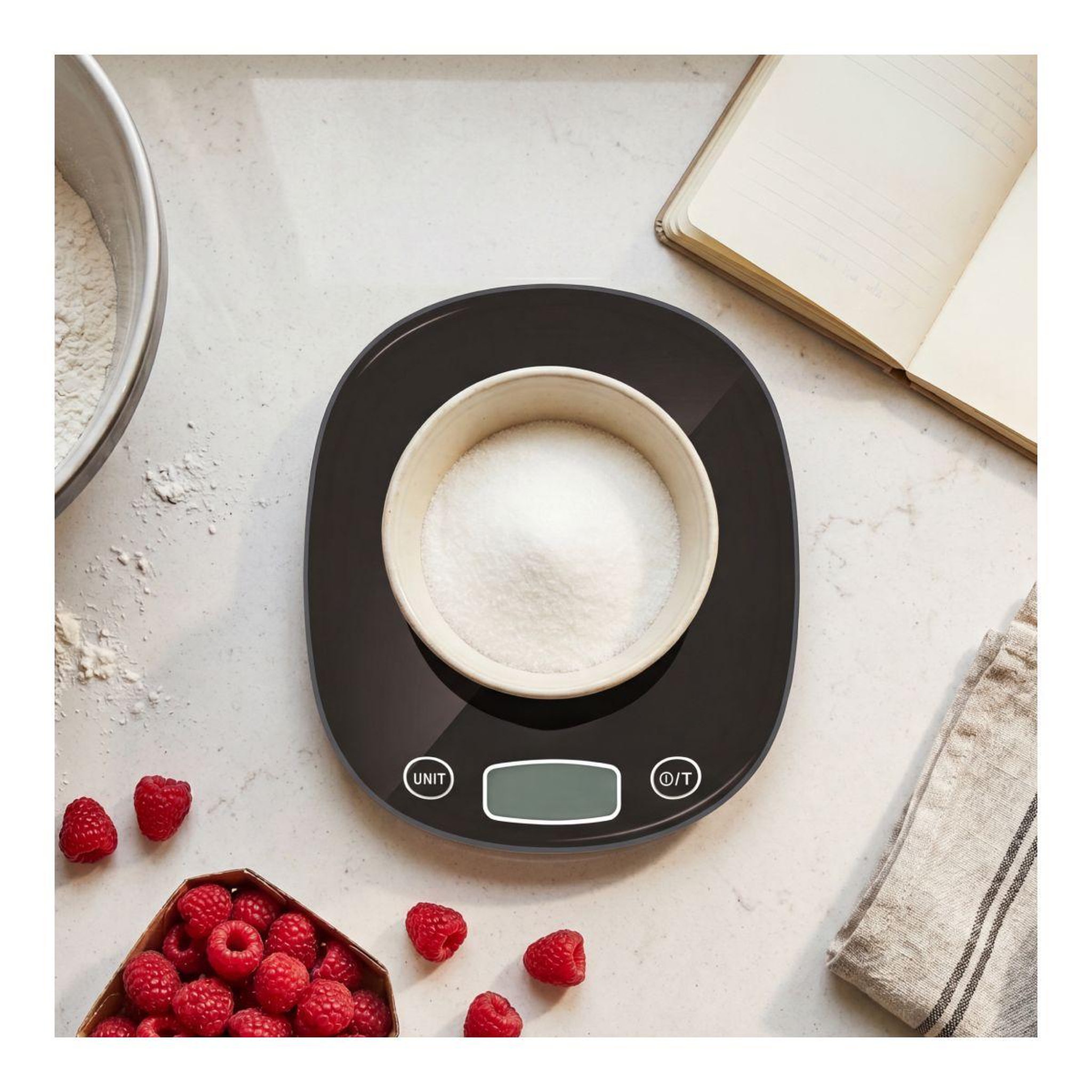 Voir la diapositive 2 : Terraillon Balance de cuisine macaron + noir intense