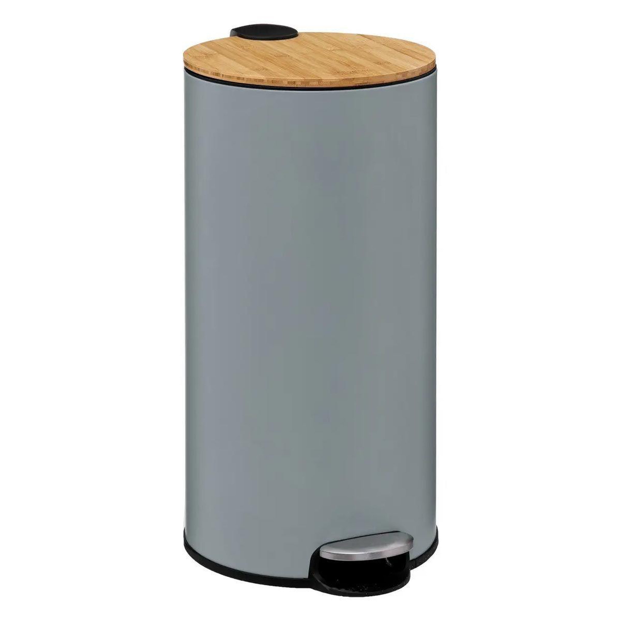 FIVE Poubelle en métal & bambou  natureo  30l gris