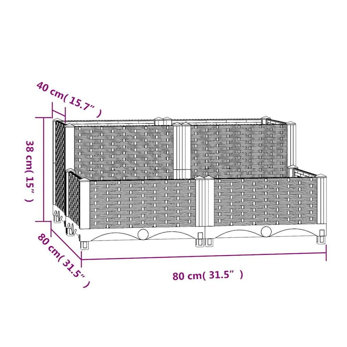 VIDAXL Lit sureleve 80x80x38 cm Polypropylene
