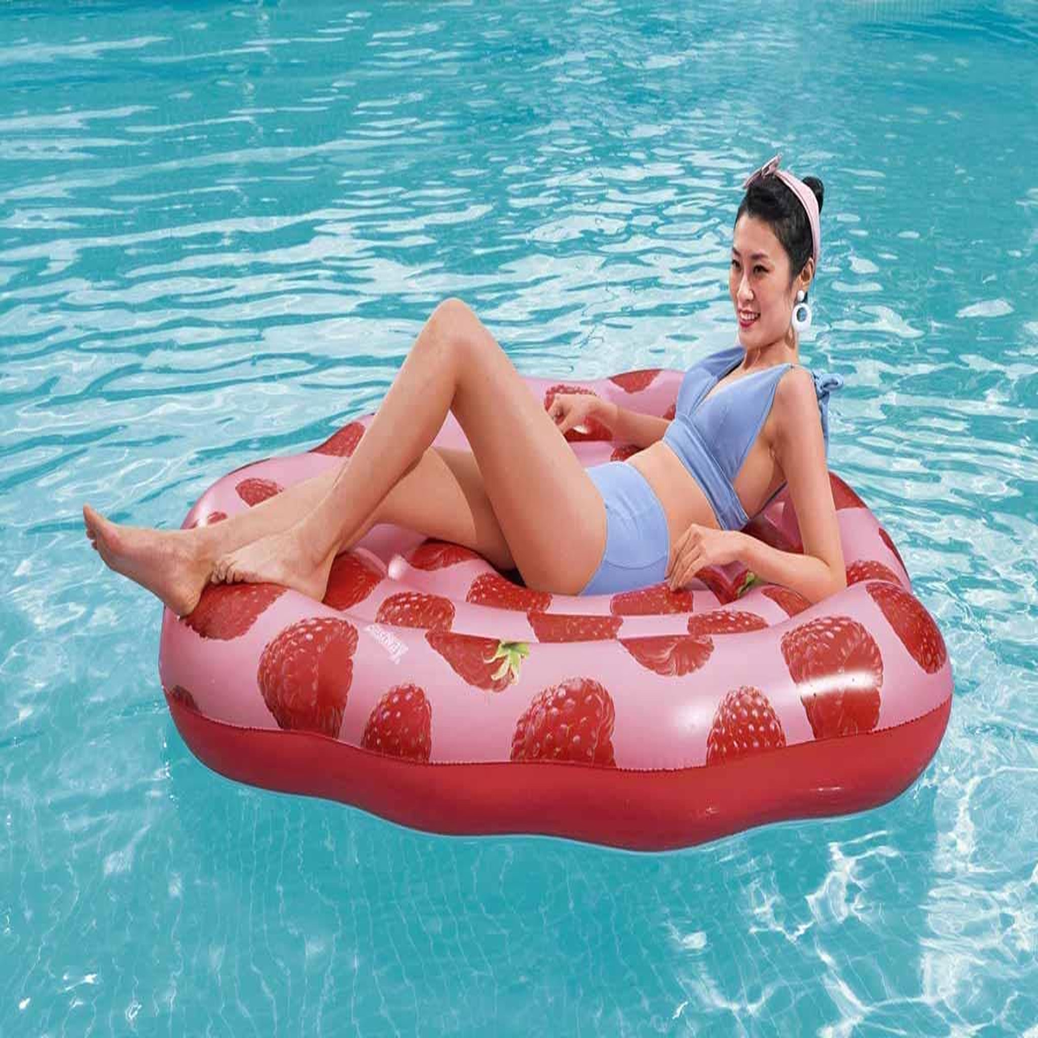 Voir la diapositive 6 : BESTWAY Matelas pneumatique framboises 161 x 151 cm