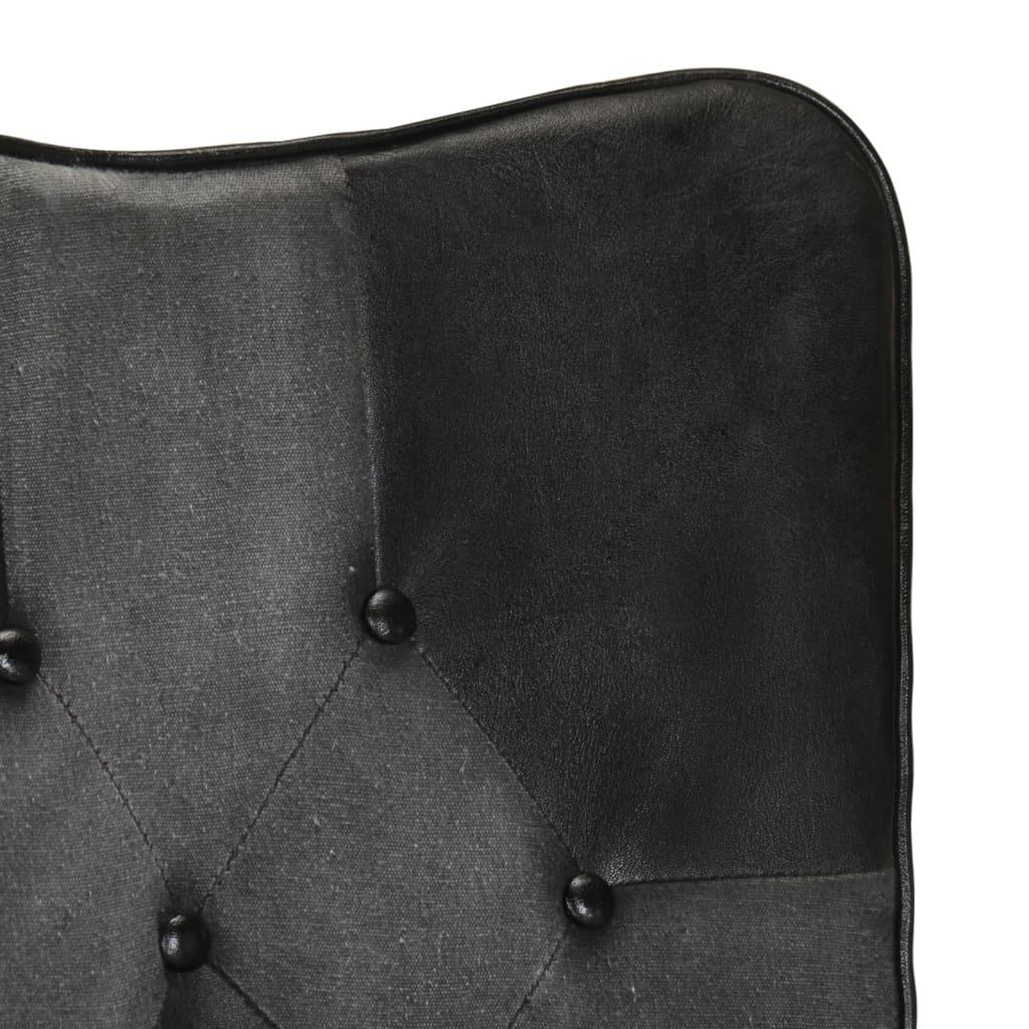 Voir la diapositive 5 : VIDAXL Fauteuil avec repose-pieds Noir Cuir veritable et toile