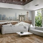 Paris Prix Papier Peint  Pont de Brooklyn Couvert de Neige. Coloris disponibles : Multicolore