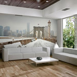 Paris Prix Papier Peint  Pont de Brooklyn Couvert de Neige. Coloris disponibles : Multicolore