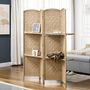 Voir la diapositive 2 : HOMCOM Paravent séparateur de pièce 4 panneaux pliables dim. 160L x 170H cm - 2 étagères - bois fibre papier naturel